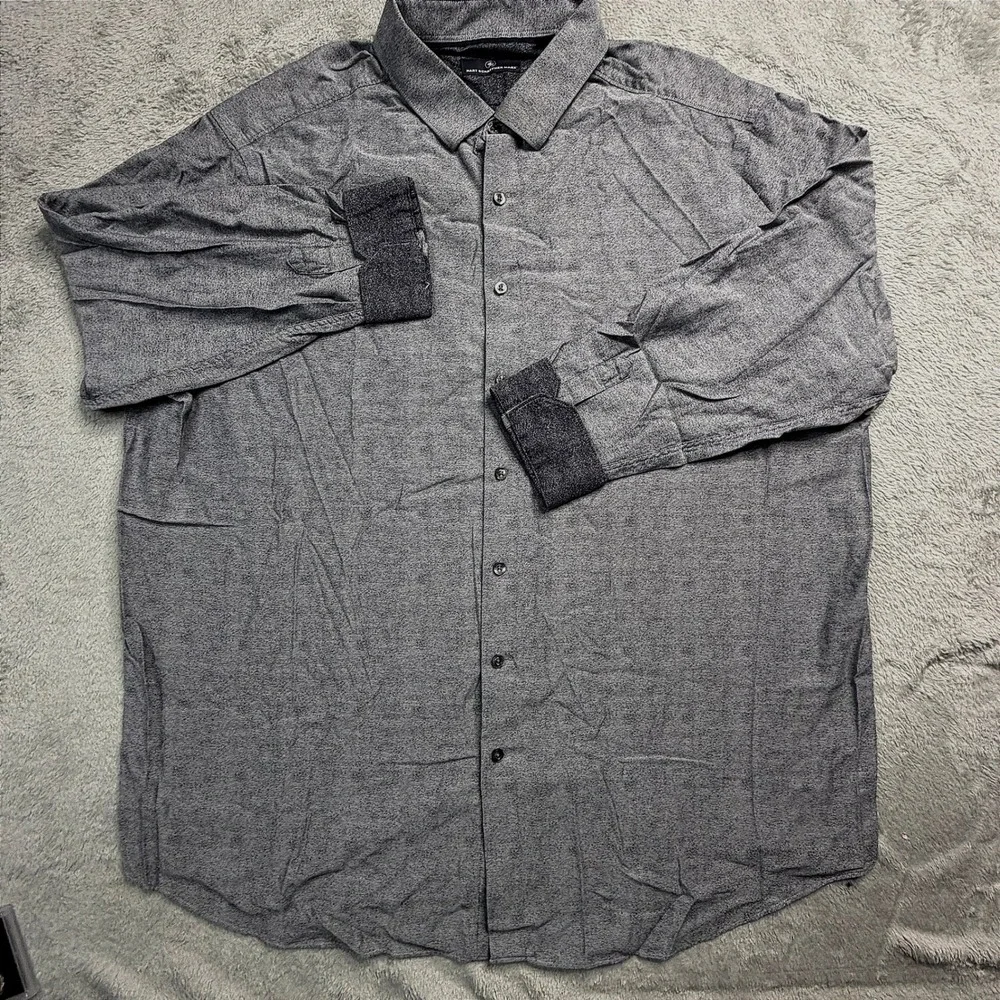 Hart Schaffner Marx Mens 3XB Grey Cotton Textured Long Sleeve Button Down Shirt